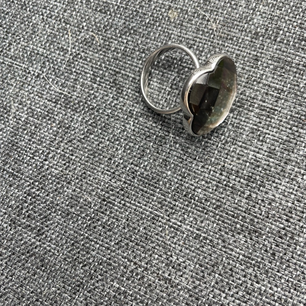 Smoky quartz over mother pearl sterling silver ring size 7. New never worn.